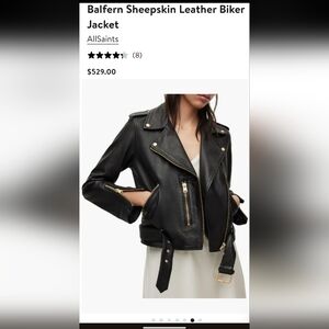 All Saints Balfern Sheepskin Moto Jacket With Shiny Gold Hardware